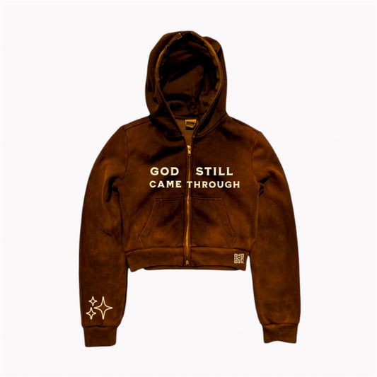 GOD STILL CAME THROUGH ZIP-UP AUTUMN BROWN