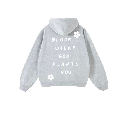 "BLOOM" Ash Gray Hoodie