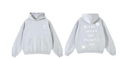 "BLOOM" Ash Gray Hoodie